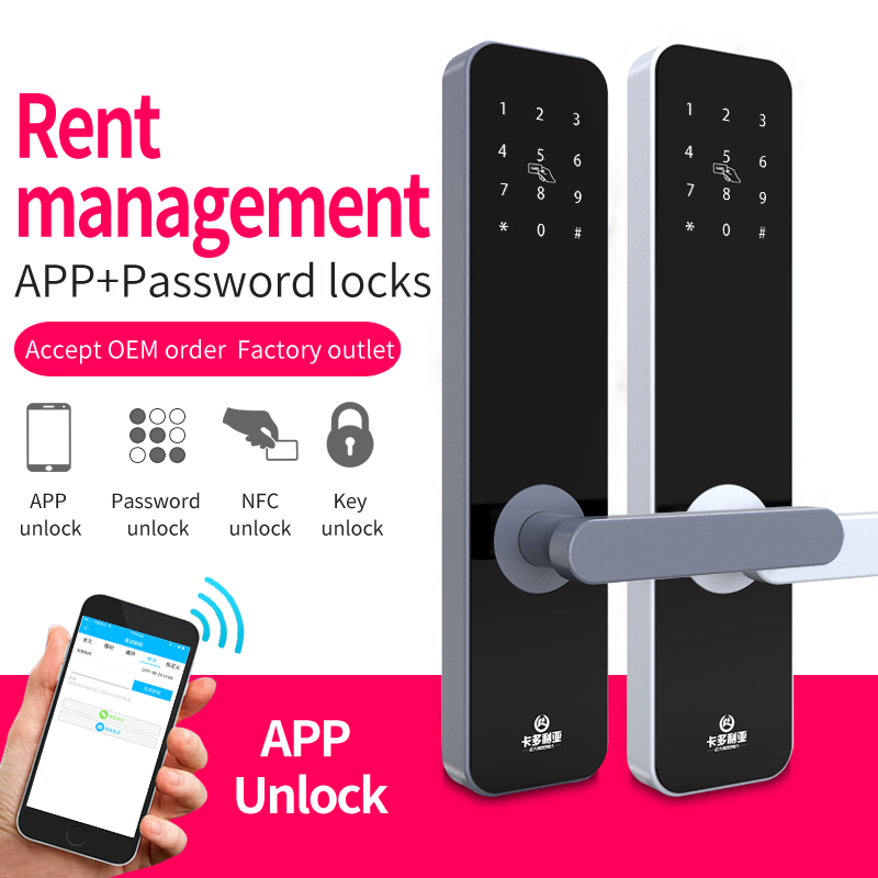 Smart Deurslot Elektrische Sleutel Hotel Management App Gast Ic Card Appartement Bluetooth Wachtwoord Kantoor School Kamer Vingerafdruk