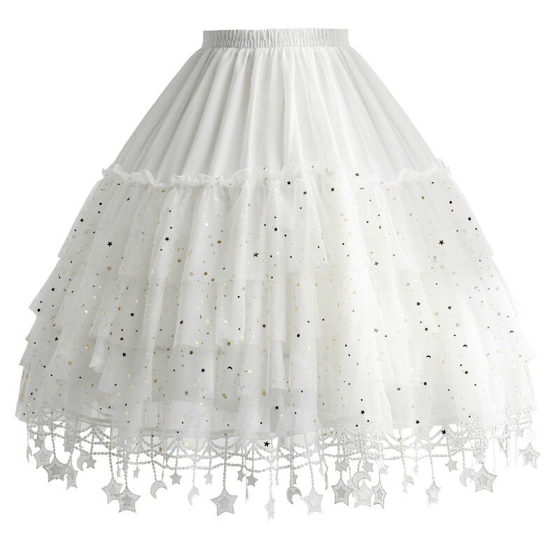 Nước Hoa Nữ Lolita Váy Petticoat Crinoline Áo Choàng Tây Nam Không Tutu Lưới Cosplay Retro Ngôi Sao Mặt Trăng