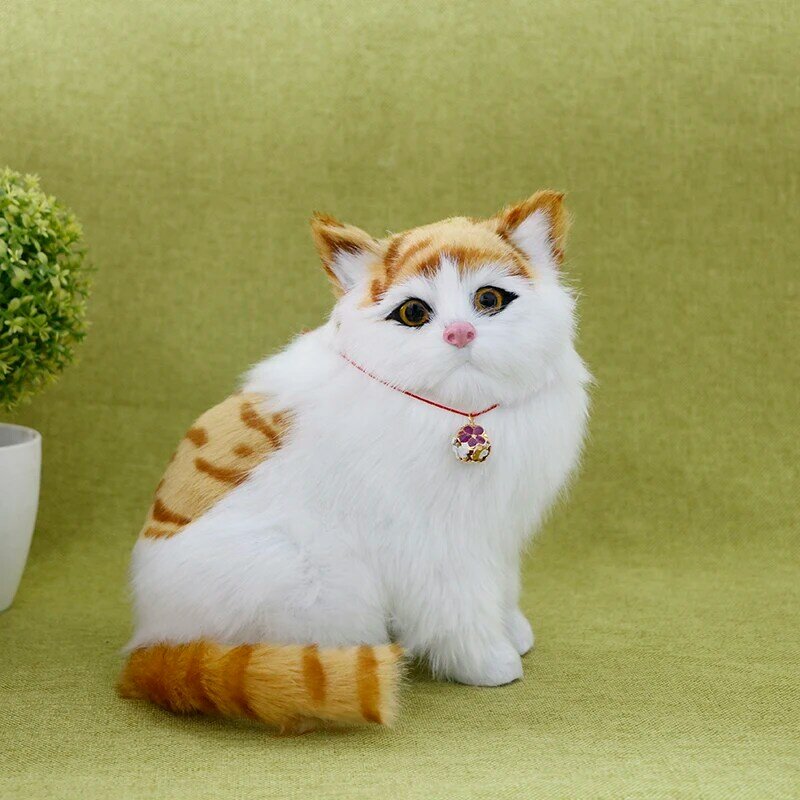 Imitacja zwierzęcia model kota lalka kot kotek dziecko zwierząt pluszowa zabawka śliczny dom biżuteria dekoracyjna prezent urodzinowy