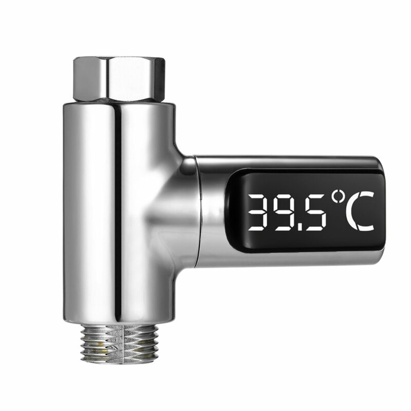 Termómetro con pantalla LED para la ducha, autogenerador, eléctrico, medidor inteligente de energía y temperatura del agua