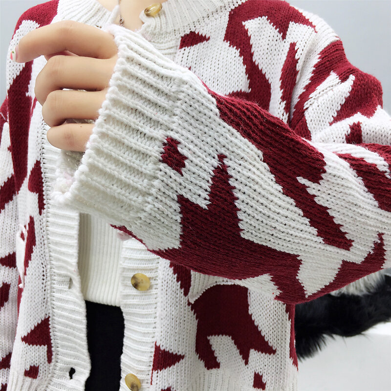 Suéter de moda y Popular para otoño e invierno, cárdigan suelto de longitud media y punto de Hada, Top con una hilera de botones, novedad de 2021