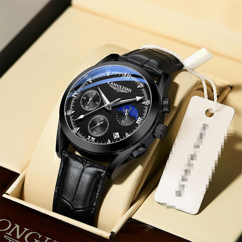 2021 nowe męskie zegarki LIGE Top marka skórzany Chronograph wodoodporny sportowy automatyczny zegarek Quartz z datą dla mężczyzn relógio Masculin