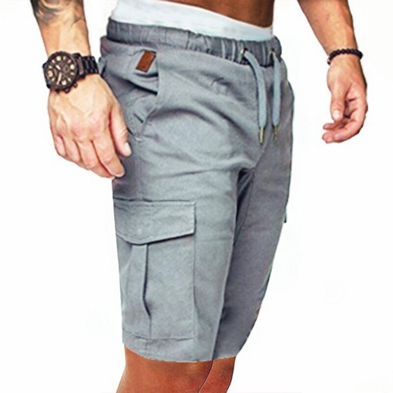 2021 Shorts Männer Baumwolle Bermuda Männlich Sommer Military Stil Gerade Arbeit Tasche Lace Up Kurze Hosen Casual Vintage Shorts