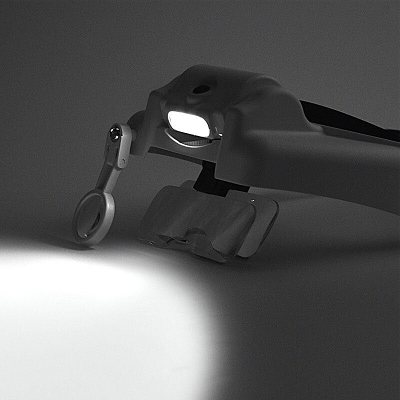 Headwearing-lupa de 6 lentes de aumento múltiple con tres luces LED, lupa con batería recargable por USB