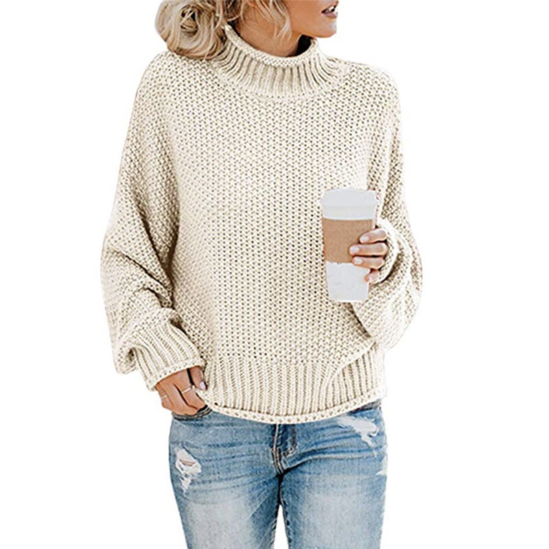 Suéter informal de cuello alto para mujer, jersey liso, suéteres de invierno, 2021