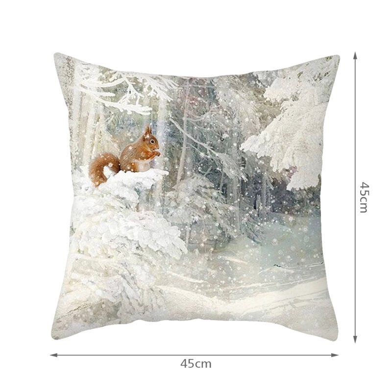 Nanacoba Christmas Pillow Case Home Decor Animal Deer Rabbit Pattern Printed Throw Pillow Covers Winter Cushion Cover Pillowcase