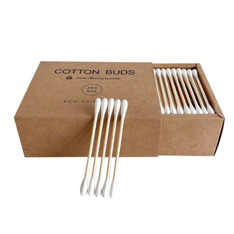 1000 Pcs Bamboo Cotton Buds  Wooden  Clean Ear Swabs Natural Eco Stems Microbrush  Sticks Nose Ears Cleaning Health Care Tools