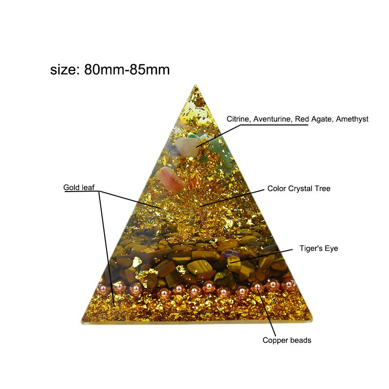 Energy piramidal-mejora la relación, aumento de la Fortuna, Manipura, cristal de Chakra, joyas, adornos de orgonita