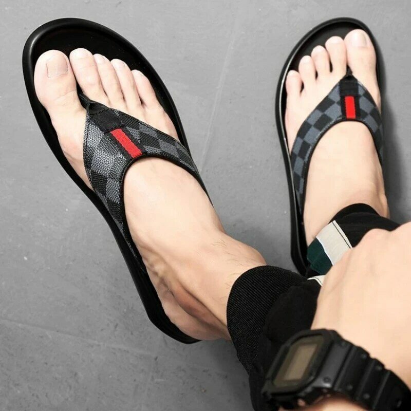 2021 estate nuove scarpe da uomo Casual infradito stampato in pelle PU classico semplice punta aperta comodi sandali di vendita caldi KS090