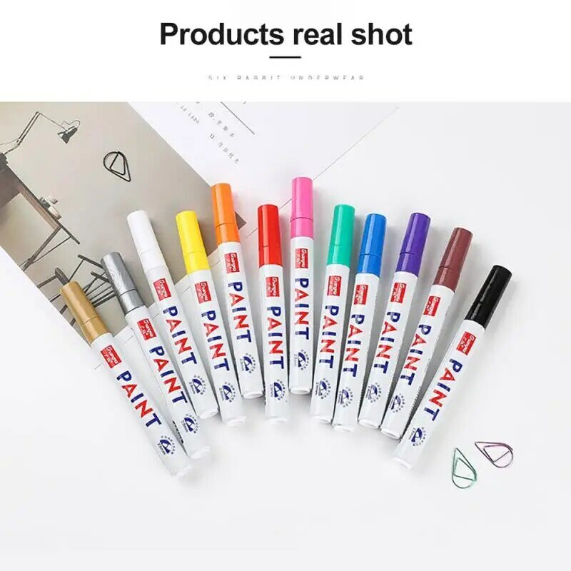 Marcador de tinta permanente, caneta marcadora para pintura a óleo de metal à prova d'água