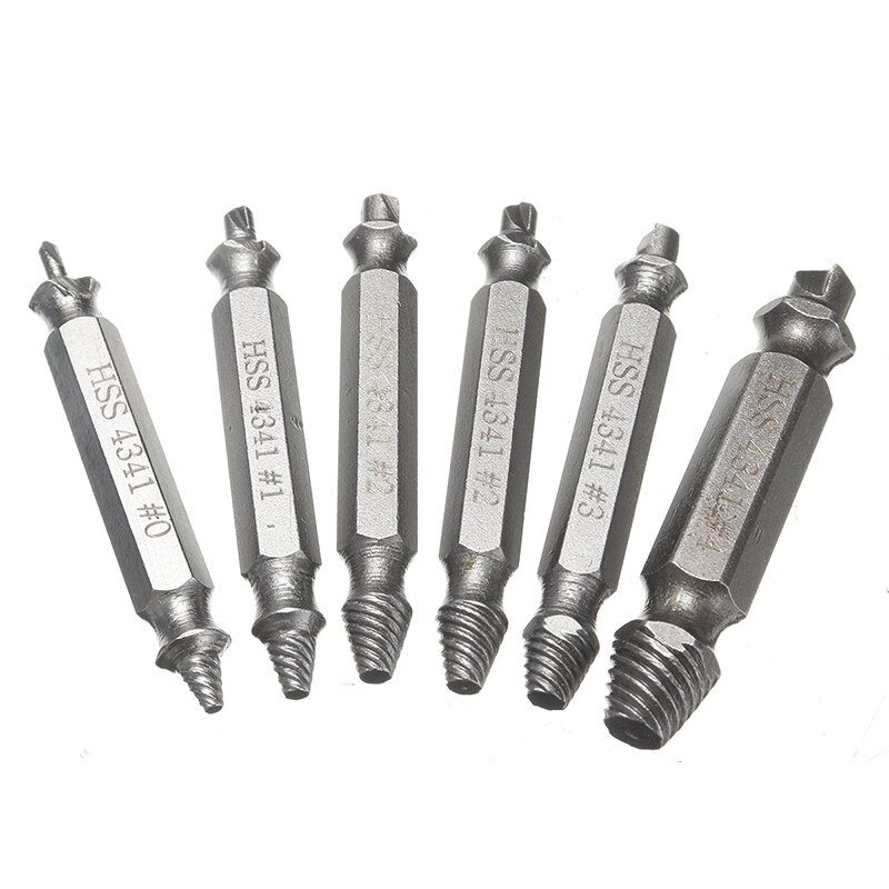 6pcs HSS Bolt Stud Quickly Remover Tool Kit Damaged Screw Extractor Drill Bit Broken Screw Stripped Out Tool
