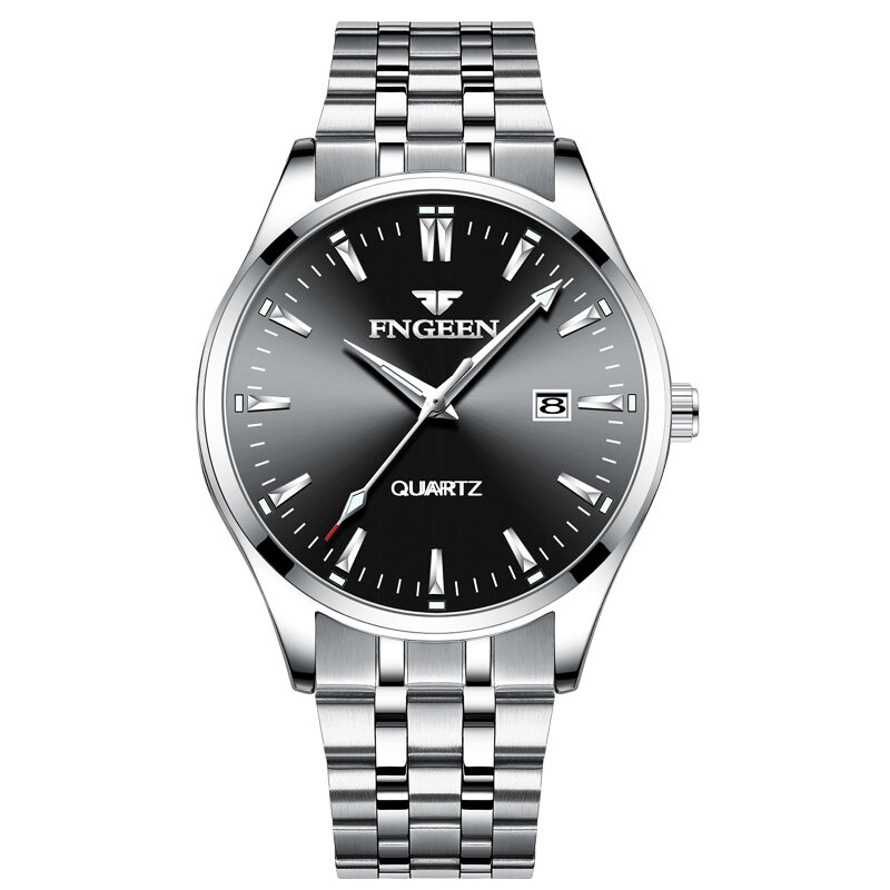 Relógio de quartzo dos homens de negócios marca superior luxo aço inoxidável à prova dwaterproof água data moda casual relógios de pulso luminoso