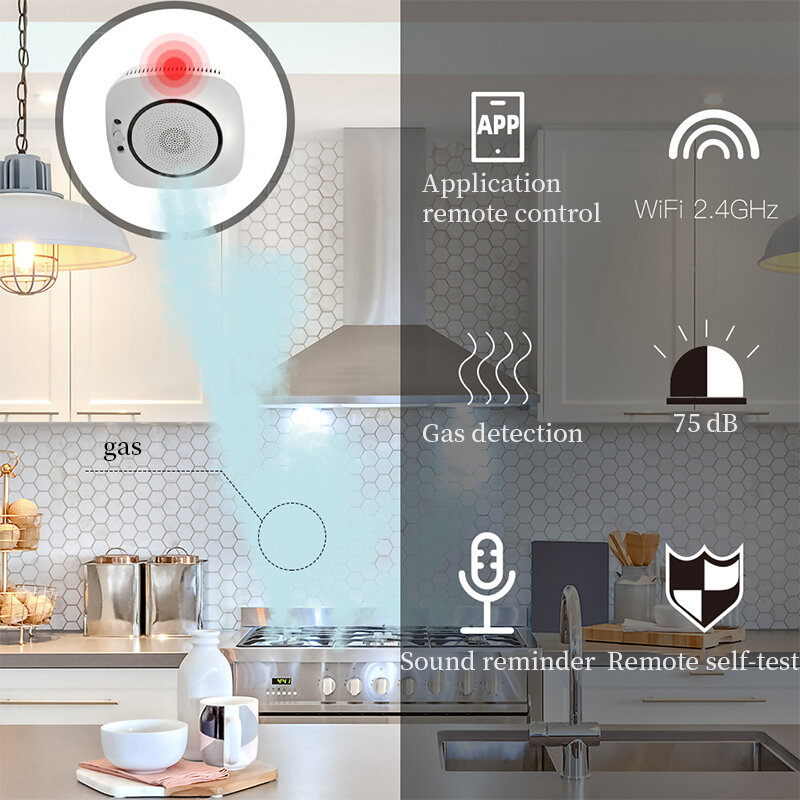 Tuya wi fi inteligente co sensor de gás monóxido carbono envenenamento vazamento incêndio detector segurança alarme controle app sistema segurança em casa