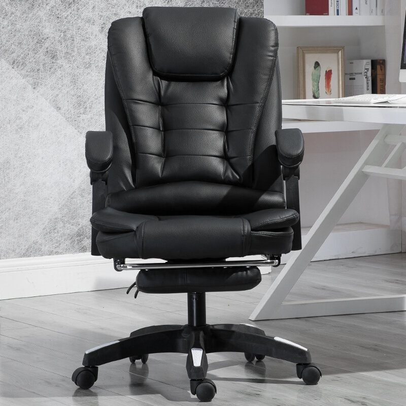 Офисное кресло, компьютерный эргономичный стул с подставкой для ног, с поворотной функцией