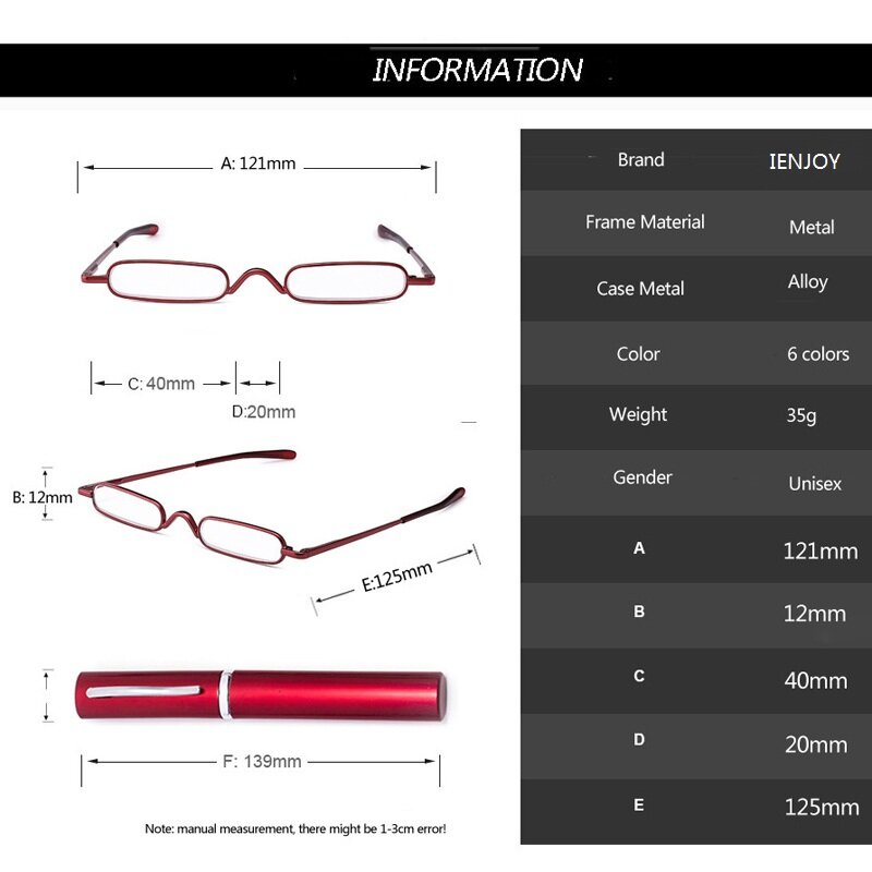 IENJOY – lunettes de lecture en métal pour hommes, élégantes, Ultra-minces, portables, Mini presbytie, avec boîte