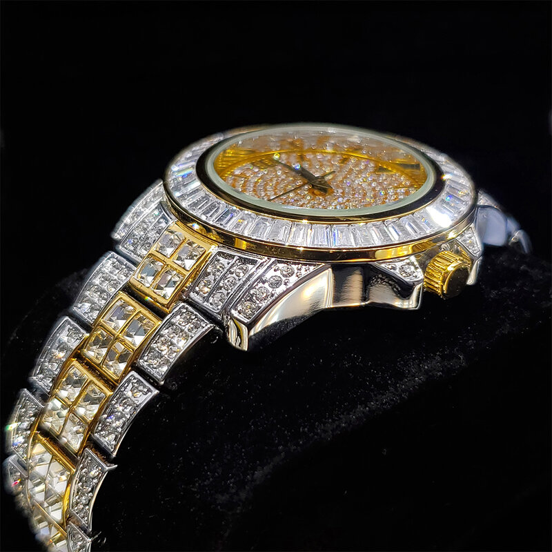Часы наручные мужские Кварцевые водонепроницаемые, брендовые Роскошные деловые, с бриллиантами, из нержавеющей стали