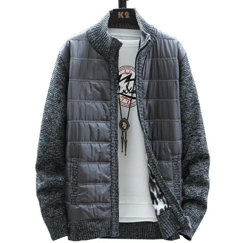 Cardigan lavorato a maglia con cerniera autunno inverno giacca da uomo in pile Plus colletto rialzato maglioni larghi caldi soprabito moda Trend top