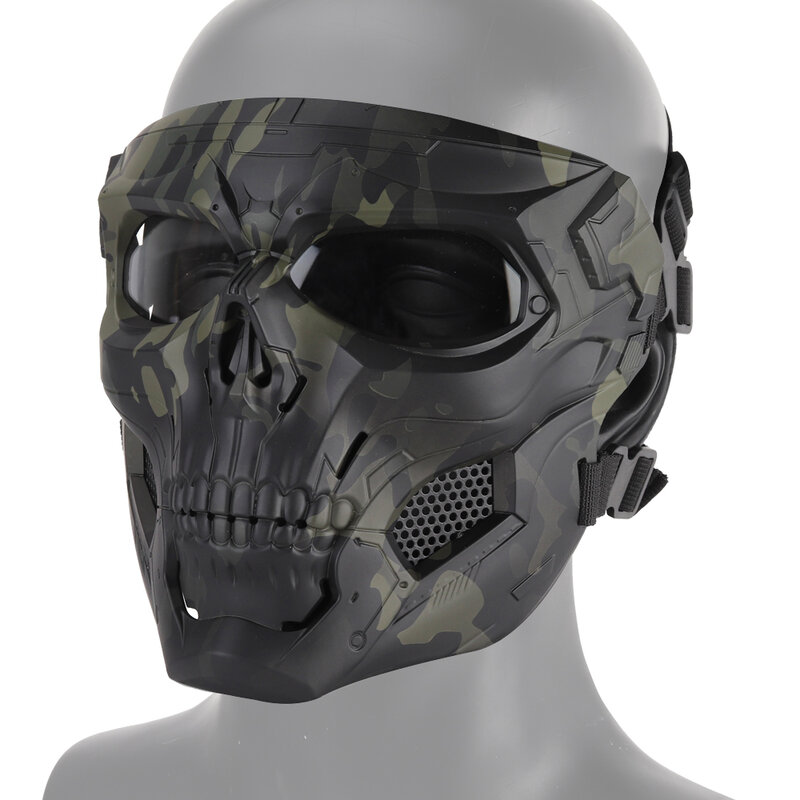 戦術スカルフルフェイスペイントボールエアガンマスククール顔の保護戦闘ギア機器アクセサリーマスク顔鼻ガード