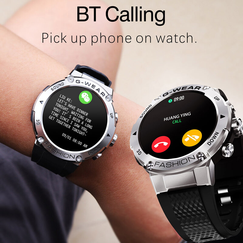 Rollstimi IP68 wodoodporny sport inteligentny zegarek mężczyźni tętno inteligentny zegarek do monitorowania w pełni dotykowy ekran Bluetoothcall dla IOS Android