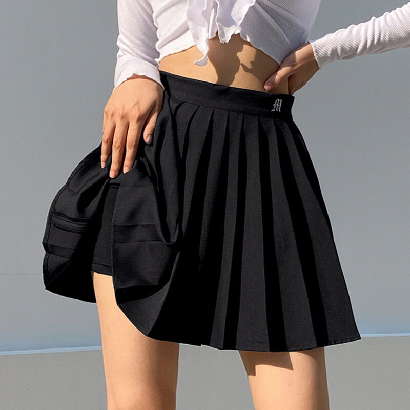 Litthing feminino saia plissada de cintura alta doce bonito meninas dança mini saia cosplay preto branco saia feminina mini saias shorts