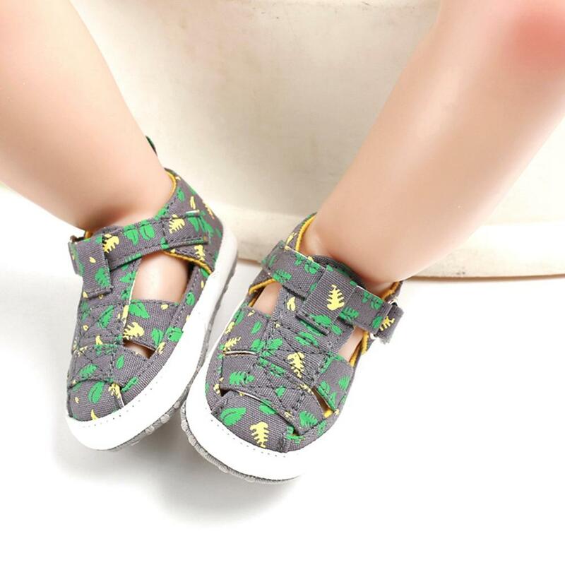 여름 아기 소년 인쇄 통기성 안티-슬립 첫 워커 신발
