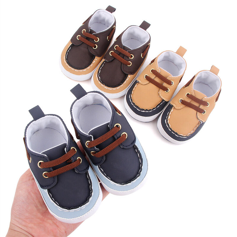 Ботинки для новорожденных, обувь для маленьких мальчиков и девочек, хлопковая удобная мягкая Нескользящая эластичная обувь на мягкой подош...