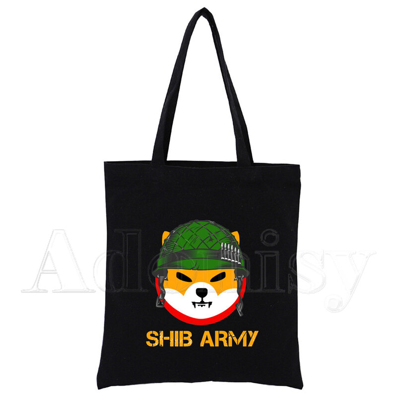 Shiba Inu Custom Tote Bag Shopping Print Originele Ontwerp Zwart Unisex Reizen Canvas Tassen Eco Opvouwbare Shopper Tas