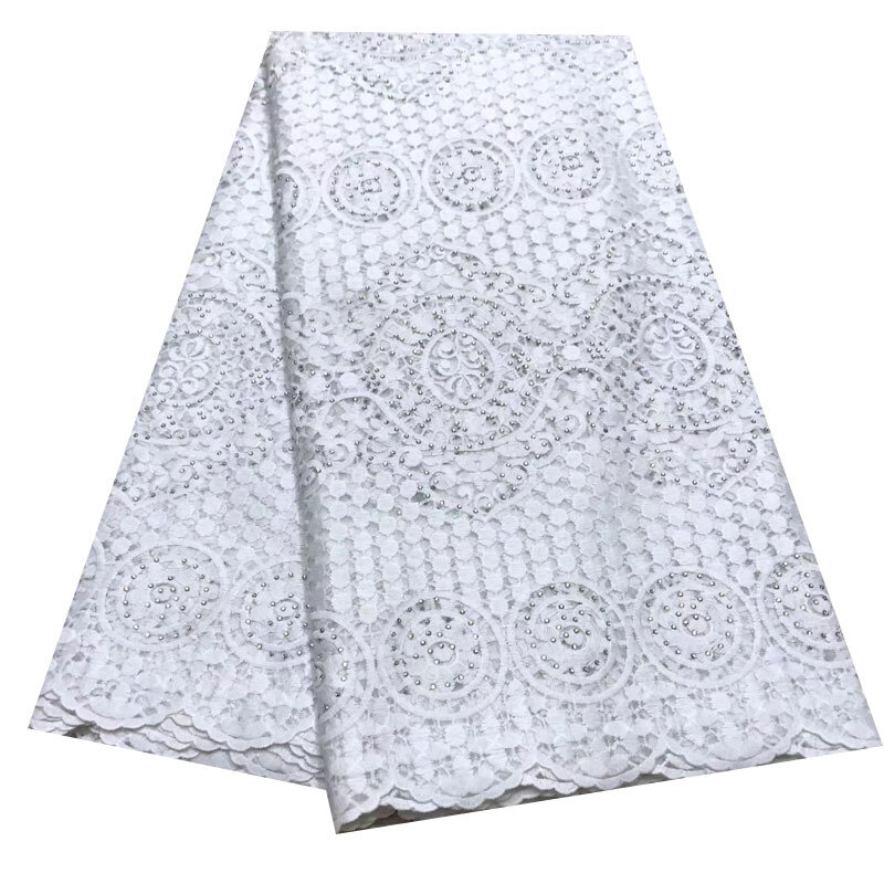 Best Selling Beads French Swiss Tulle Voile Lace Fabric DIY African Nigerian Net Guipure Lace Fabrics For Women Clothing