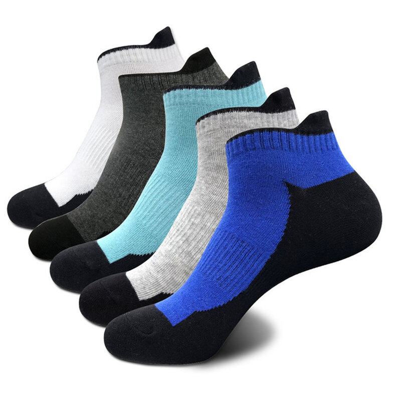 5 pairs Men Sport Socks Basketball Ankle Short Thin Boat Socks For Male No Show Low Cut Sports Invisible Cotton Men Socks