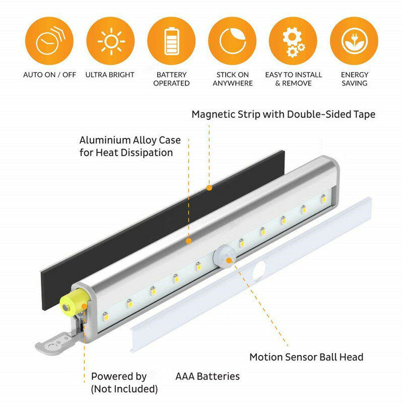 6/10 LEDs PIR LED Motion Sensor Licht Schrank Schrank Bett Lampe LED Unter Schrank Nacht Licht Für Schrank Treppen Küche 4,7 A1