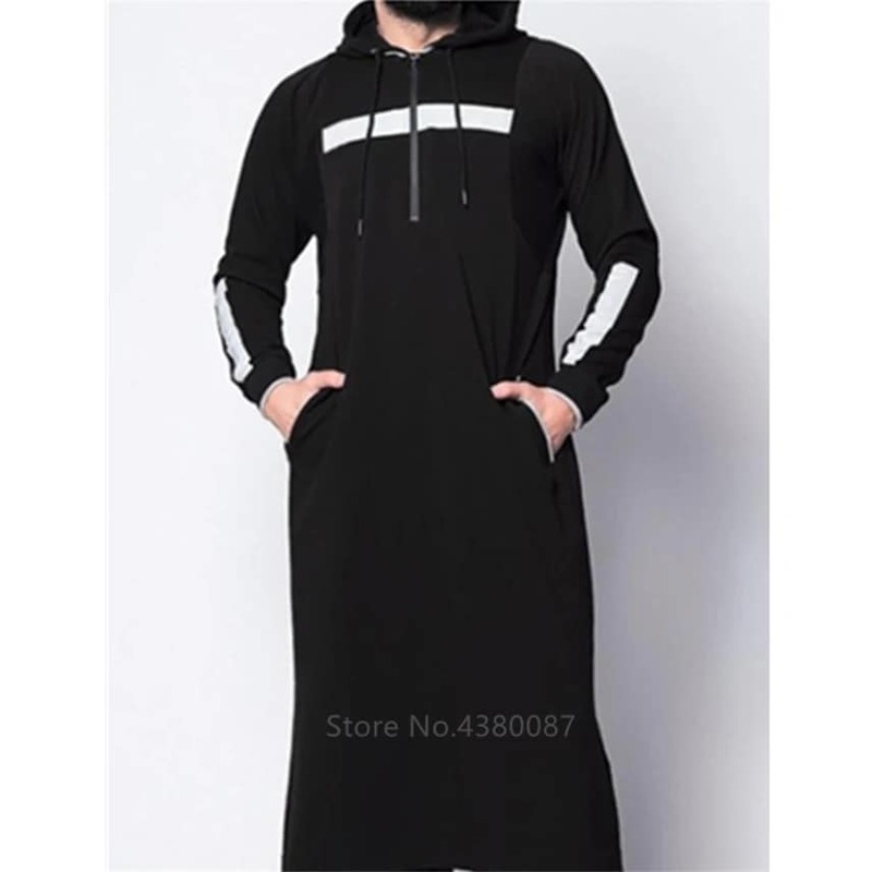 Neue Herren Jubba Thobe Arabisch Islamische Kleidung Winter Muslimischen Saudi-arabien Arabisch Abaya Dubai Lange Roben Traditionellen Kaftan Pullover