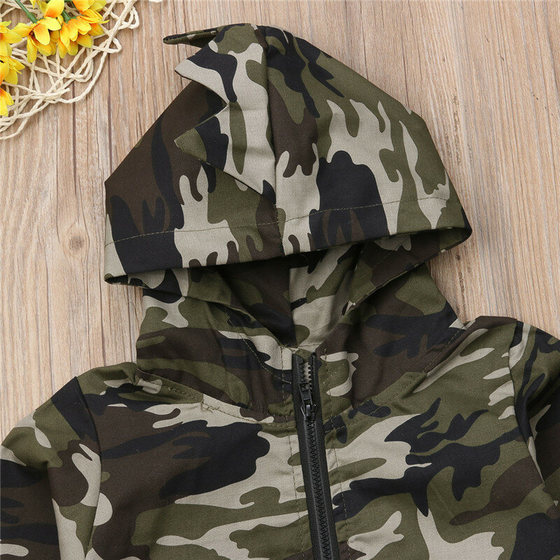 Kids Baby Boys Clothes Camouflage Dinosaur Hooded Long Sleeve Hoodie Tops Jacket Kids Coats