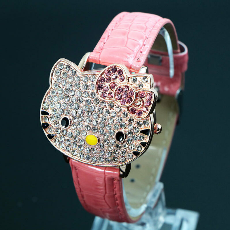 Moda marca relógio de quartzo crianças menina feminina couro cristal relógio de pulso crianças relógio de pulso relogio