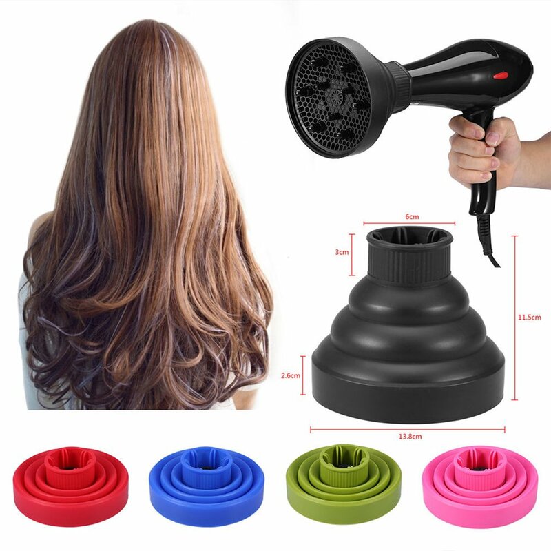 Secador de cabelo dobrável universal, portátil, de silicone, difusor, ferramenta de cabeleireiro, secagem de cabelo, telescópica