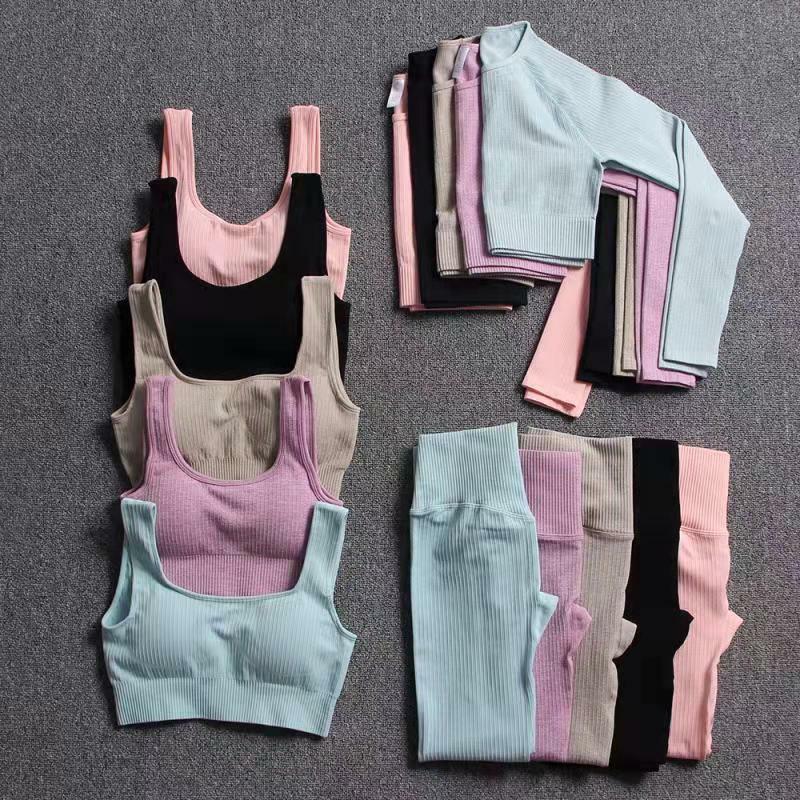 Leggings Pants Yoga Set Kit Suits for Fitness Workout Seamless Gym Clothing Set Women's Tracksuit Sportswear High-waisted Outfit