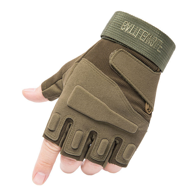Guantes tácticos de medio dedo ajustables para hombre, manoplas antideslizantes para ciclismo de motocicleta, guantes para Paintball
