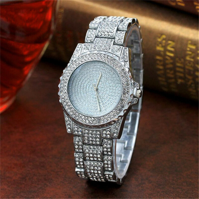 Moda feminina relógio com diamante senhoras topo de luxo marca senhoras casual pulseira de cristal relógios relogio feminino