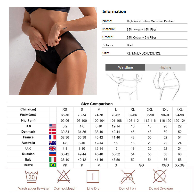 Period Panties Sexy Hi-Waist Woman Menstrual Underwear Four Layer Leakproof Physiological Underpants Recommend Dropshipping