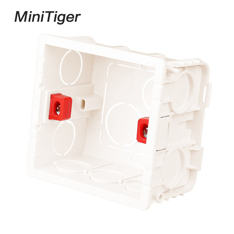 Minitiger Regolabile Scatola di Montaggio Interno Cassette 86 millimetri * 83 millimetri * 50 millimetri Per 86 Tipo di Interruttore e Presa colore bianco di Cablaggio Scatola Posteriore