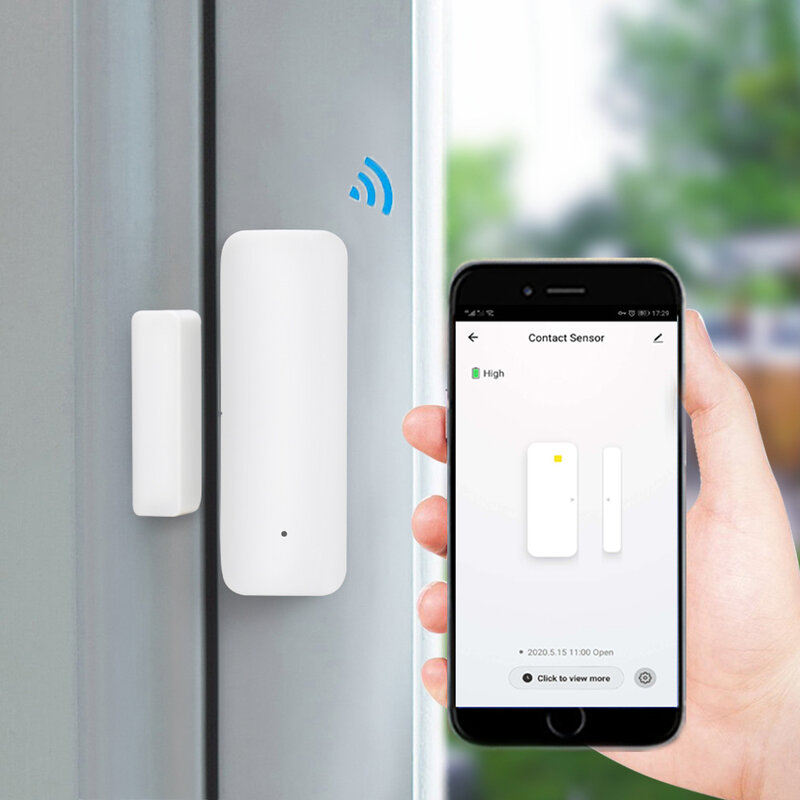 Tuya SmartLife-Sensor de puerta con WiFi, detectores de puerta abiertos/cerrados, Notificación por aplicación WiFi, alarma compatible con Alexa y Google Home