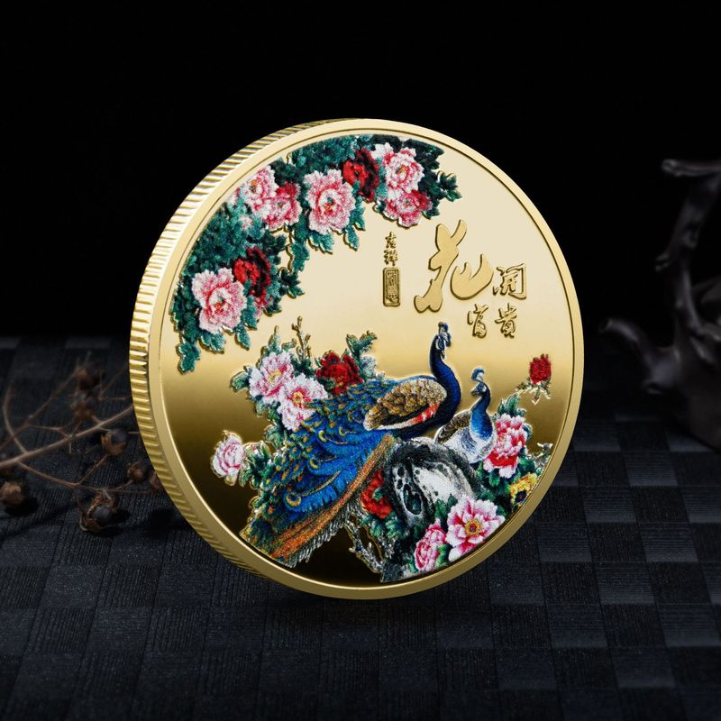 Bonne chance à vous, fleurs de Style chinois, floraison et richesse, médaille commémorative FU, pièce d'or, argent, Badge en métal, artisanat