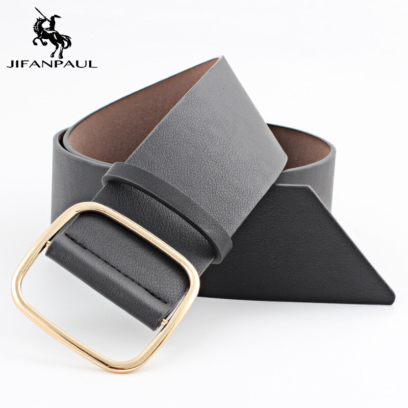 Jifanpaul cinto de cintura feminino, cinto largo de marca de luxo, preto, fashion, punk, de qualidade, com pino e fivela, frete grátis