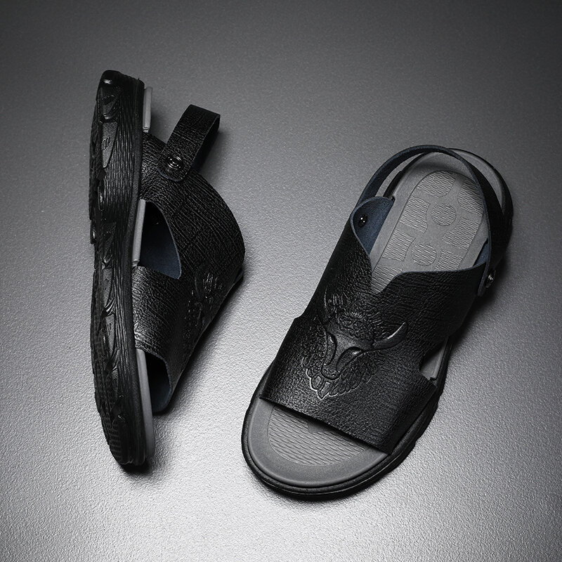 2021 Brand Mens Sandals Summer Fashion Soft Leather Sandals Outdoor Lightweight Non-slip Beach Sandals