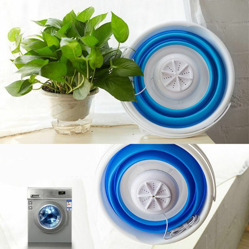 Foldable Mini Washing Machine Rotating Ultrasonic Turbines Washer USB Charging Laundry Clothes Cleaner for Travel
