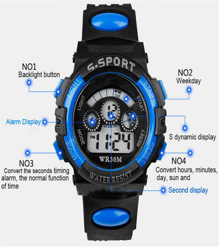 ホット販売防水子供は男の子女の子ledデジタルスポーツ腕時計シリコーンゴム腕時計子供のギフトを見て610