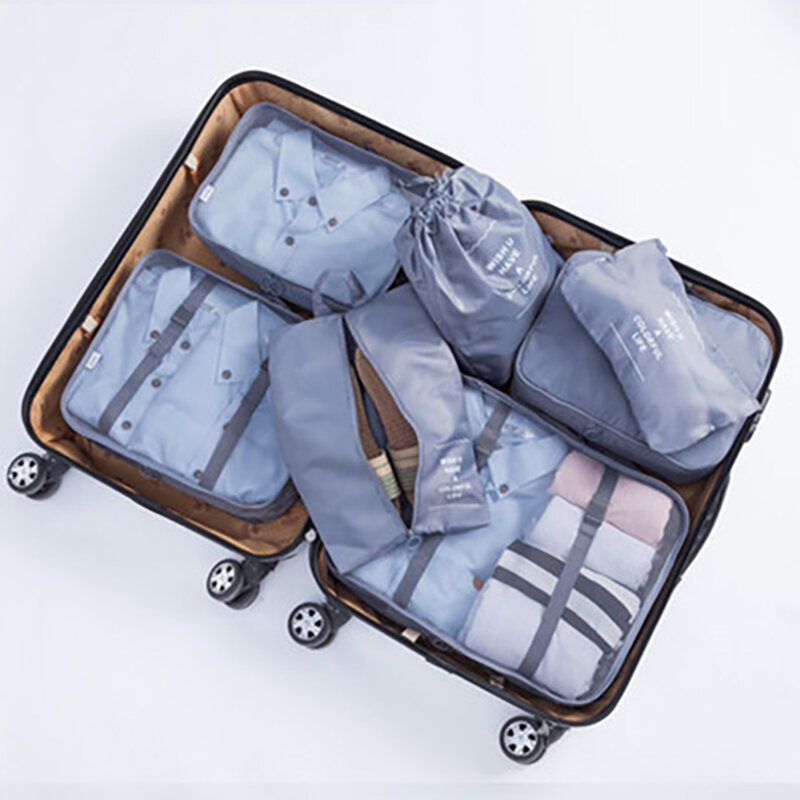 7 Buah/Set Tas Jaring Tas Penyimpanan Pakaian Organiser Travel Kemasan Koper Tas Dalam Kemasan Aksesori Cubettravel