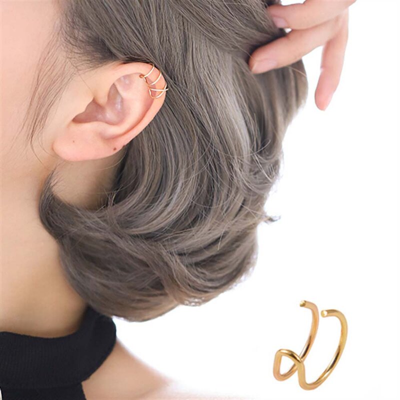 SAMCO – boucles d'oreilles Non percées en feuilles d'or, 5, pièces/ensemble, Clips d'oreille, faux Cartilage, bijoux pour femmes et hommes