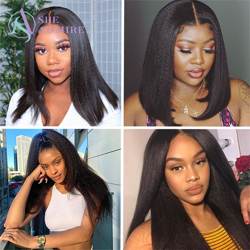 Brazilian Yaki 13X4X1 Lace Front Wig Kinky Straight T Part Lace Frontal Wig She Admire Remy Human Hair Wigs For Black Women
