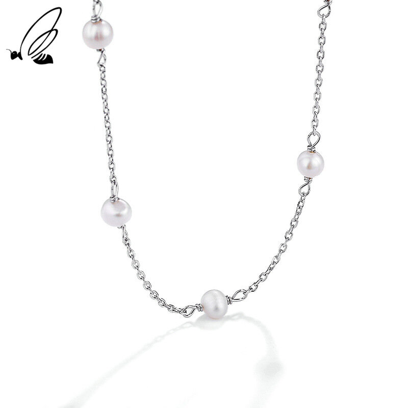 S'STEEL srebro 925 łańcuszek do obojczyka damska barokowa perła naszyjnik damska Neck rocznica 2021 Trend Fine Jewelry