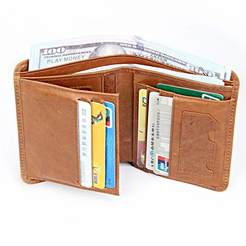 Fullmetal Alchemist-billetera con estampado para hombre, billetera masculina de cuero genuino, tarjetero de alta calidad